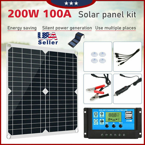 200W Solar Panel Kit 12V Battery Charger 100A with Controller For Home Outdoor