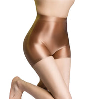 Seamless Oil Glossy High-Stretch Boyshorts Satin Sheer Safety Shorts