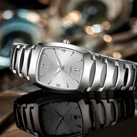 Women's Stainless Steel Rectangular Quartz Dress Watch