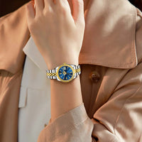 Women's Two Tone Stainless Steel Date Watch Elegant Quartz