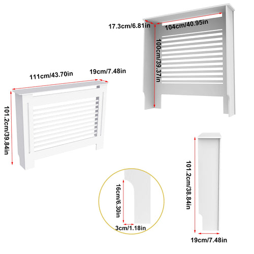 Wood Radiator Cover Cabinet White Horizontal Slat Heater Covers Modern Tall Radiator Shelf