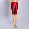 Women's Oil Glossy Sheer High-Waist Shaping Shorts Satin Smooth Leggings