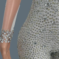 Sparkly Crystal Mesh Sheer Illusion Jumpsuit Stage Catsuit Costume