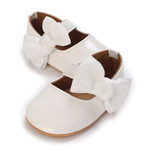 Adorable Baby Girls Bowknot Decor Soft Sole Flats Shoes with Non-Slip Bottoms for First Steps in Summer Princess Style