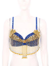 Sparkly Floral Beaded Sequin Belly Dance Bra & Tassel Performance Top