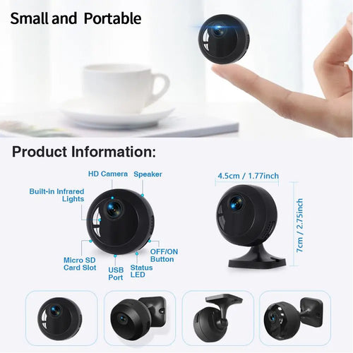 1080P HD security camera Indoor/outdoor surveillance camera,Motion detection,USB charging,Easy installation,Nanny monitoring