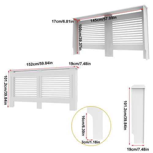 Wood Radiator Cover Cabinet White Horizontal Slat Heater Covers Modern Tall Radiator Shelf