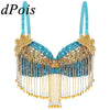 Sparkly Floral Beaded Sequin Belly Dance Bra & Tassel Performance Top