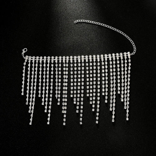 Rhinestone Fringe Tassel Ankle Chains