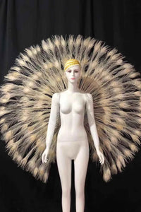Showgirl Feather Backpiece and Rhinestone Headdress Set