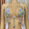 Sparkly Samba Carnival Stone Wire Bra Hand-Beaded Stage Costume Top