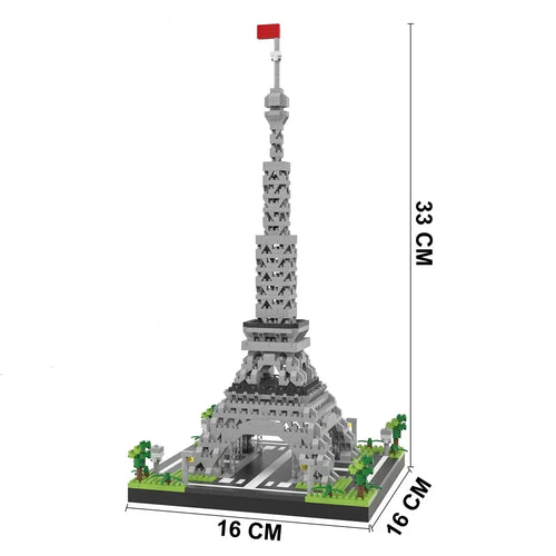 Knew Built Exquisite Paris Eiffel Tower Micro Mini Building Blocks Toys Set: LED Illuminated, Perfect Gift Illuminate Your World
