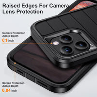 For iPhone 14/iPhone 14 Plus/iPhone 14 Pro/iPhone 14 Pro Max 5G 3-Layers Heavy Duty Protective Kickstand Phone Cover Black Case