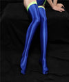 Oil Glossy Patchwork Thigh-High Stockings Satin Smooth Over-Knee Dance Hosiery