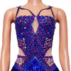 Rhinestone Fringe Bodysuit with Cutout Mesh Panels
