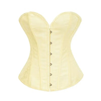 Victorian Floral Jacquard Overbust Corset Front Busk Lace-Up Bustier Top
