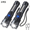 1/2pcs High Lumens Flashlights, Rechargeable Led Flashlights With 7 Light Modes, Powerful Handheld FlashLight For Camping