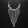 Rhinestone Fringe Tassel Choker Chain Necklace