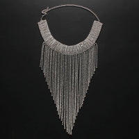 Rhinestone Fringe Tassel Choker Chain Necklace