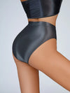 High-Waist Oil Glossy Sheer G-String Thong Satin Smooth Seamless Briefs