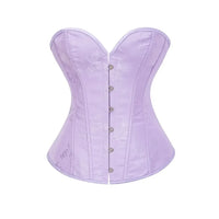 Victorian Floral Jacquard Overbust Corset Front Busk Lace-Up Bustier Top