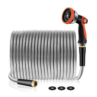 100/50/25FT Stainless Steel Garden Water Hose Mutifunctional Household Car Washing Yard Water Sprayer Pipe Tube Nozzle Sprinkle