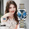 Women's Blue Sunburst Dial Two Tone Stainless Watch