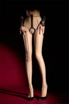 6D 912-Pin Heart Hollow-Out Sheer Oil Glossy Shaping Pantyhose Shiny Tights