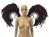 Showgirl Feather Wing Backpiece with Rhinestone Scroll Frames