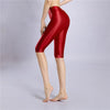 Women's Oil Glossy Sheer High-Waist Shaping Shorts Satin Smooth Leggings