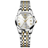 Women's Blue Sunburst Dial Two Tone Stainless Watch