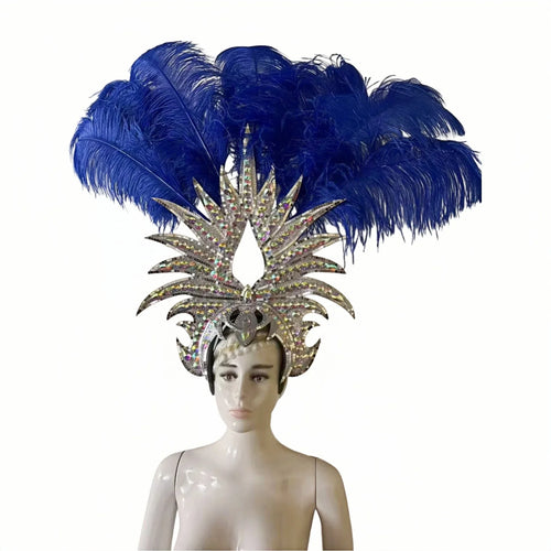 The Stardust Majestic Feather Crown – Carnival & Cabaret Stage Headdress
