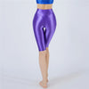 Oil Glossy High-Stretch Knee-Length Shorts Satin Shine Performance Biker Shorts