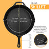 30cm Cast Iron Pre-Seasoned Skillet With Silicone Hot Handle Holder Frying Pan 12