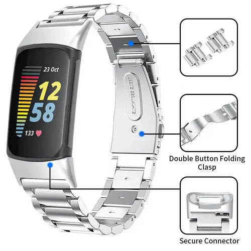 Fitbit Charge 5 6 Stainless Steel Band - Sleek Durable Design