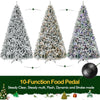 7.5 ft Prelit Snow Flocked Christmas Tree, Artificial Christmas Tree with Pine Cones and Berries, 450 Color Changing LED Lights