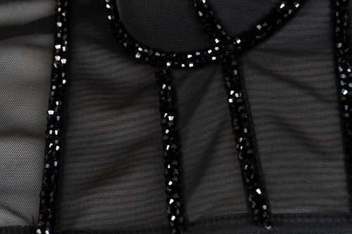 Pearl Beaded Bustier Corset Crop Top Push-Up Evening Party Camisole