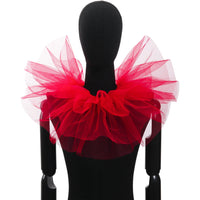 Fluffy Mesh Clown Ruff Collar & Vintage Masquerade Circus Costume Accessory