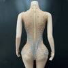 Geometric Rhinestone Sleeveless Stage Bodysuit