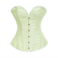 Victorian Floral Jacquard Overbust Corset Front Busk Lace-Up Bustier Top