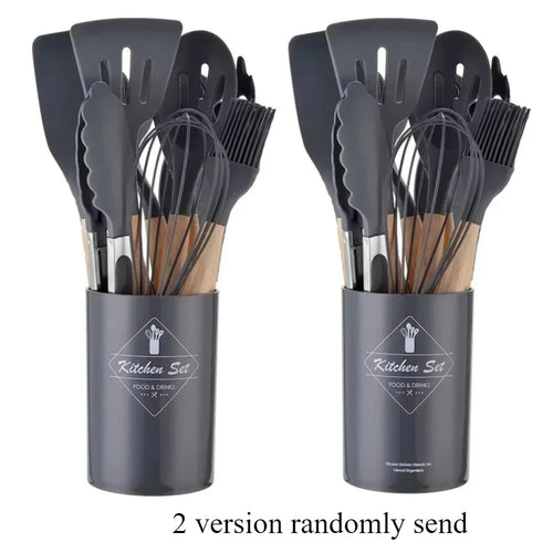 12PCS Food Grade Silicone Kitchen Cookware Utensils Turner Spatula Measuring Spoon Practical Cooking Tool Kitchenware Set