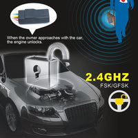 12V Auto Intelligent Secret Lock Anti-Hijacking 2.4GHz RFID Car Immobilizer Engine Dark Lock Alarm Wireless Engine Burglar Alarm