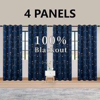 4PCSBlackout Curtains Grommet Thermal Insulated Room Darkening  With Circle And Dots Foil Printed For Bedroom