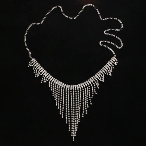 Geometric Rhinestone Tassel Thong Body Chain – Luxury Crystal Lingerie & Shimmering Waist Harness for Raves, Festivals & Beachwear