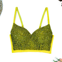 Colored Rhinestone Longline Costume Bra