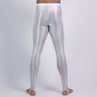 Men's Oil Glossy Sheer High-Stretch Pencil Pants Satin Smooth Leggings