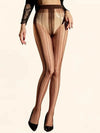 Striped Oil Glossy Sheer High-Waist Shaping Pantyhose Shiny Dance Tights