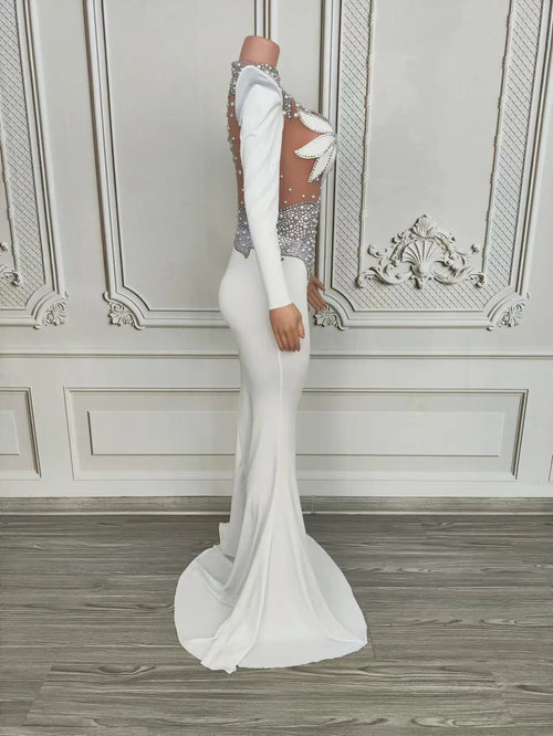 Rhinestone Floral Embroidered Mermaid Gala Gown & Trailing Evening Dress