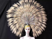 Showgirl Feather Backpiece and Rhinestone Headdress Set