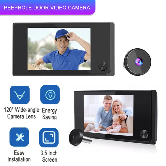 3.5 Inch Peephole Door Video Camera 120° Wide View Angle 1MP Digital Doorbell Viewer Outdoor Monitor for Home Security System